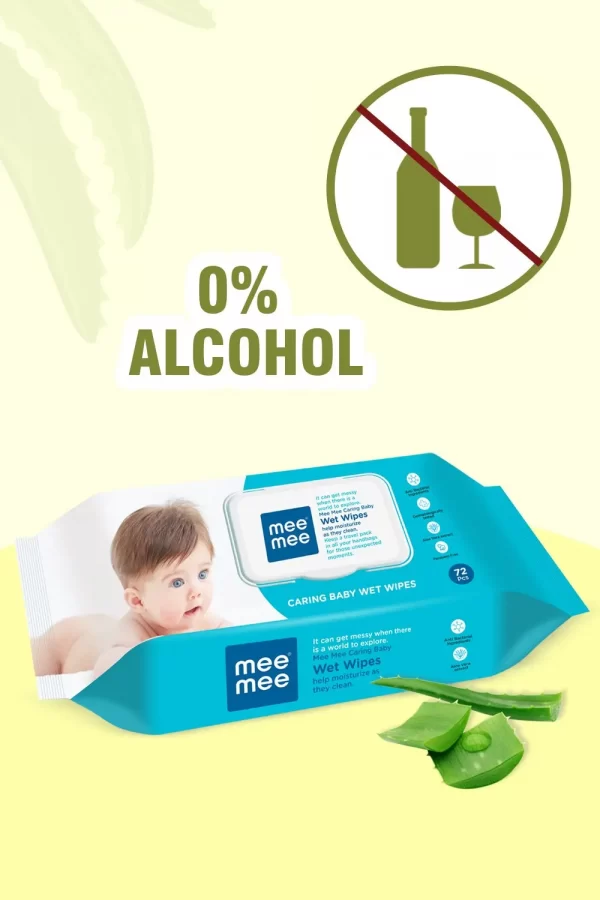 Mee Mee Caring Baby Wet Wipes With Lid, 72 Pcs (Aloe Vera, Pack Of 3) - Image 5