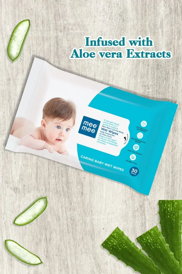 Mee Mee Caring Baby Wet Wipes With Aloe Vera - Image 3