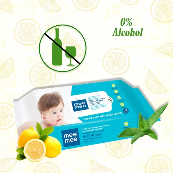 Mee Mee Caring Baby Wet Wipes With Lemon Fragrance - 72 Pcs (Pack Of 5) - Image 4