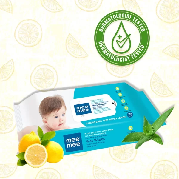 Mee Mee Caring Baby Wet Wipes With Lemon Fragrance - 72 Pcs (Pack Of 5) - Image 5