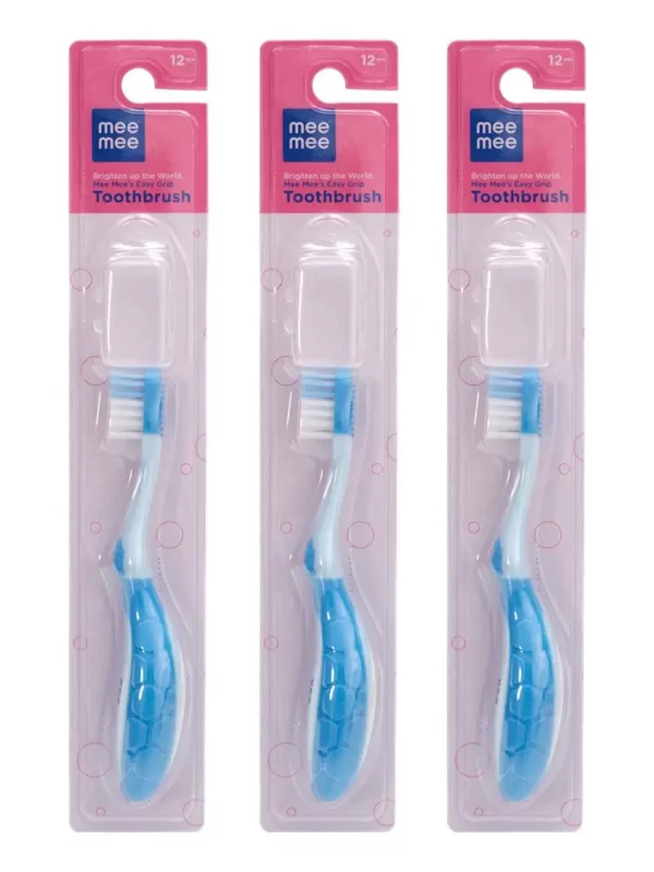 Mee Mee Easy Grip Baby Toothbrush (Blue, Pack Of 3) - Image 2