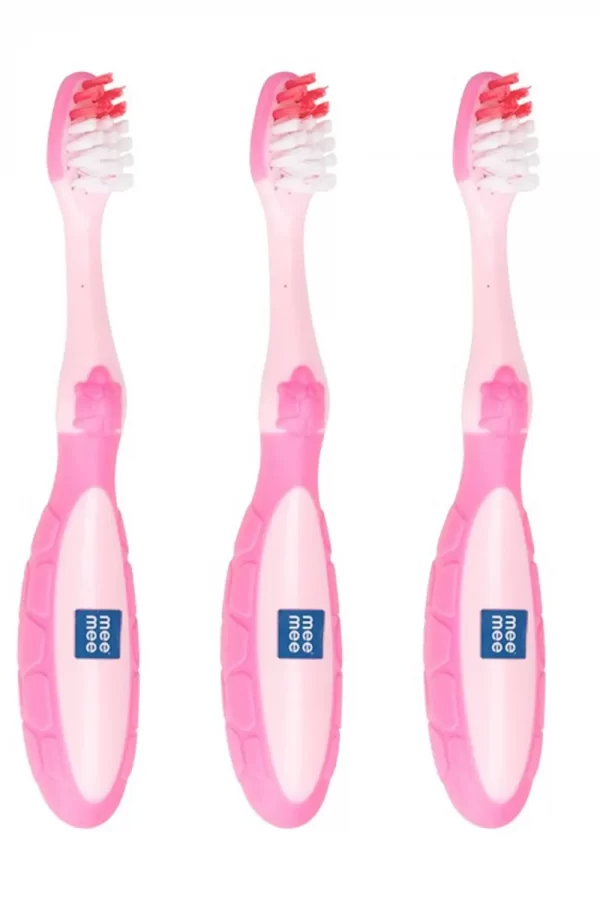Mee Mee Easy Grip Baby Toothbrush (Pink, Pack Of 3)