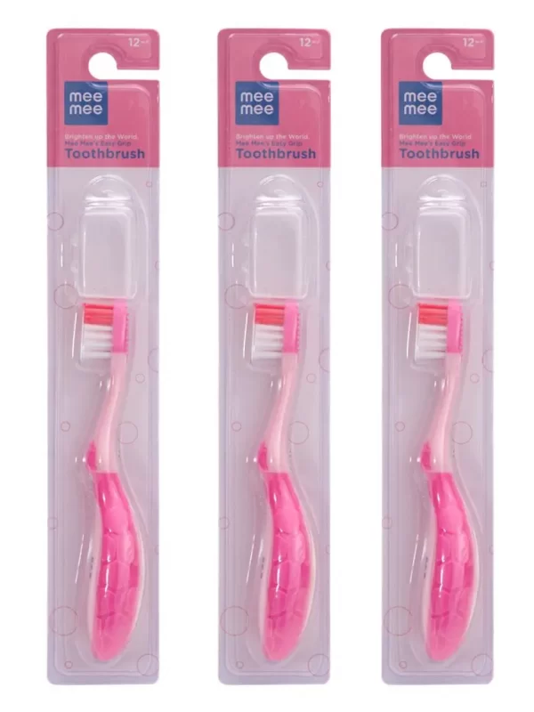 Mee Mee Easy Grip Baby Toothbrush (Pink, Pack Of 3) - Image 2