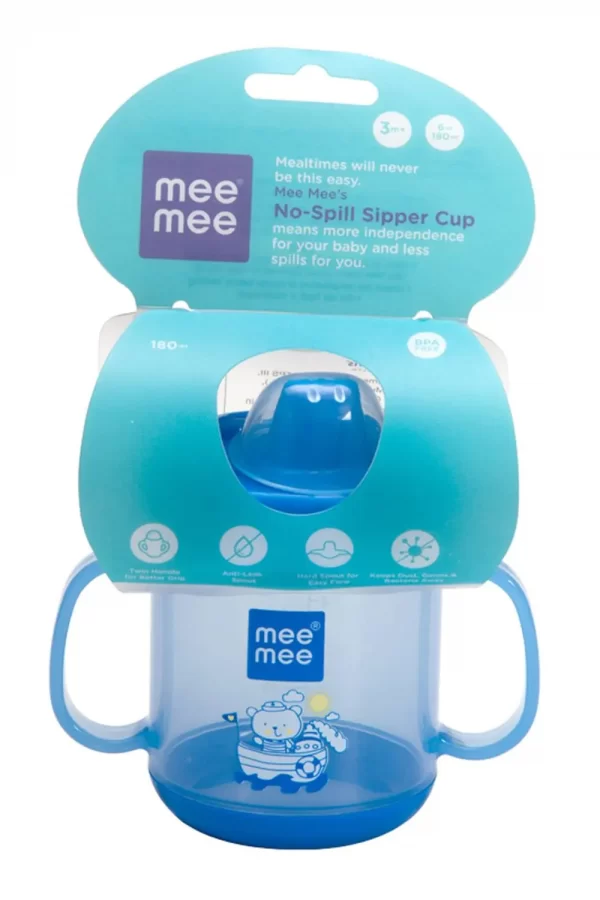 Mee Mee No-Spill Sipper Cup with Double Handle (Blue)