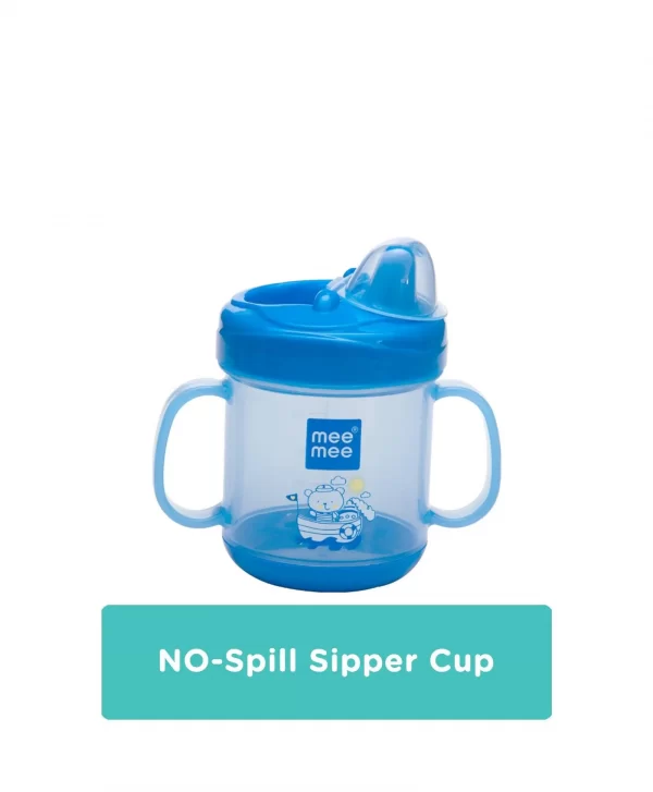 Mee Mee No-Spill Sipper Cup with Double Handle (Blue) - Image 2