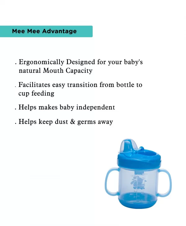 Mee Mee No-Spill Sipper Cup with Double Handle (Blue) - Image 4