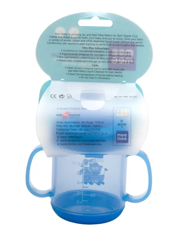 Mee Mee No-Spill Sipper Cup with Double Handle (Blue) - Image 6