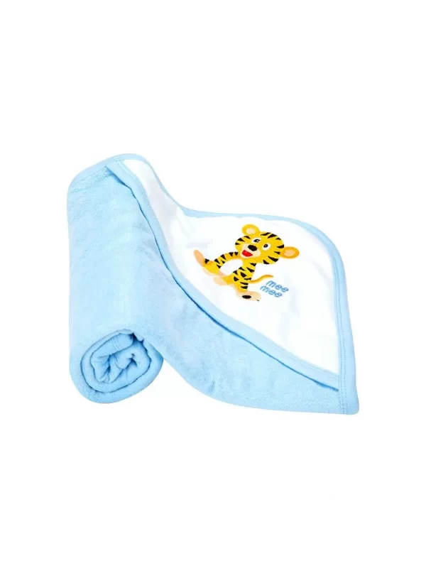 Mee Mee Soft Absorbent Baby Towel With Hood (Blue) - Image 2