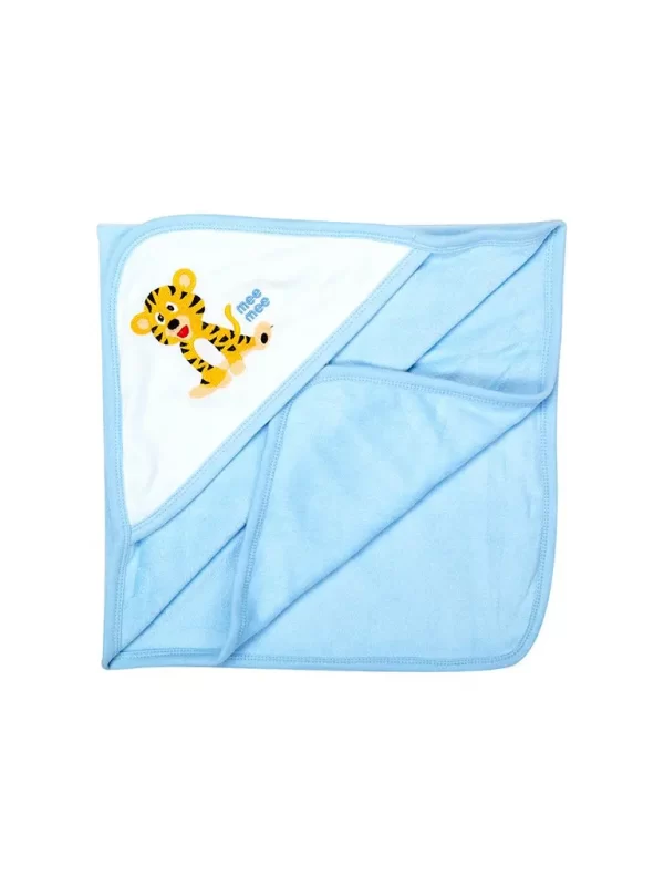Mee Mee Soft Absorbent Baby Towel With Hood (Blue) - Image 3
