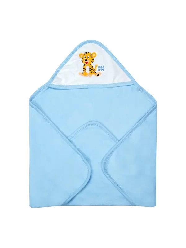 Mee Mee Soft Absorbent Baby Towel With Hood (Blue) - Image 4