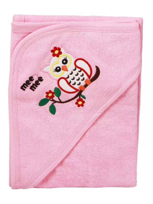 Mee Mee Soft Absorbent Baby Towel With Hood (Pink) - Image 2