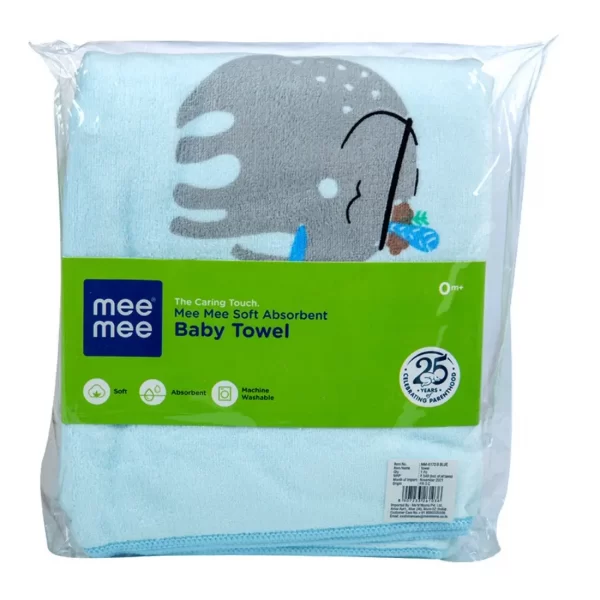 Mee Mee Soft Absorbent Baby Towel (Blue) - Image 6