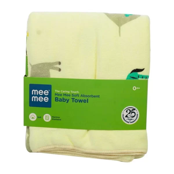 Mee Mee Soft Absorbent Baby Towel (white/yellow) - Image 6