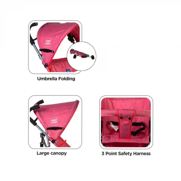 Mee Mee Baby Stroller (pink) - Image 2
