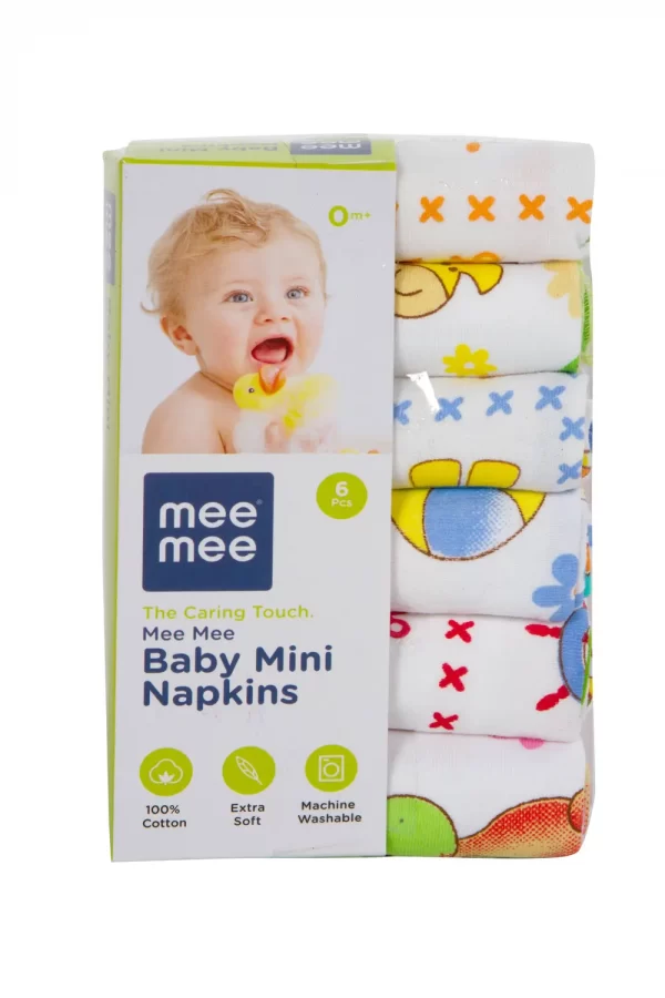 Mee Mee Baby Mini Napkins (Assorted, 6 Pieces)
