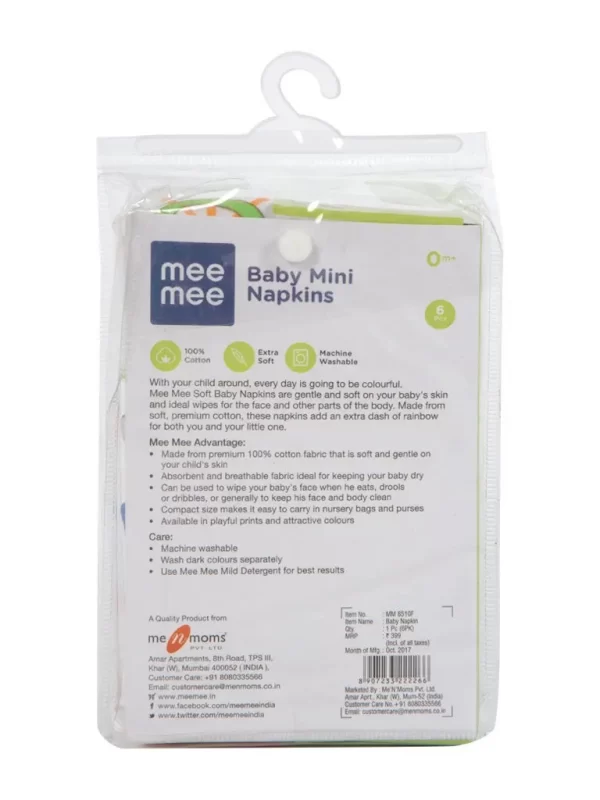 Mee Mee Baby Mini Napkins (Assorted, 6 Pieces) - Image 6