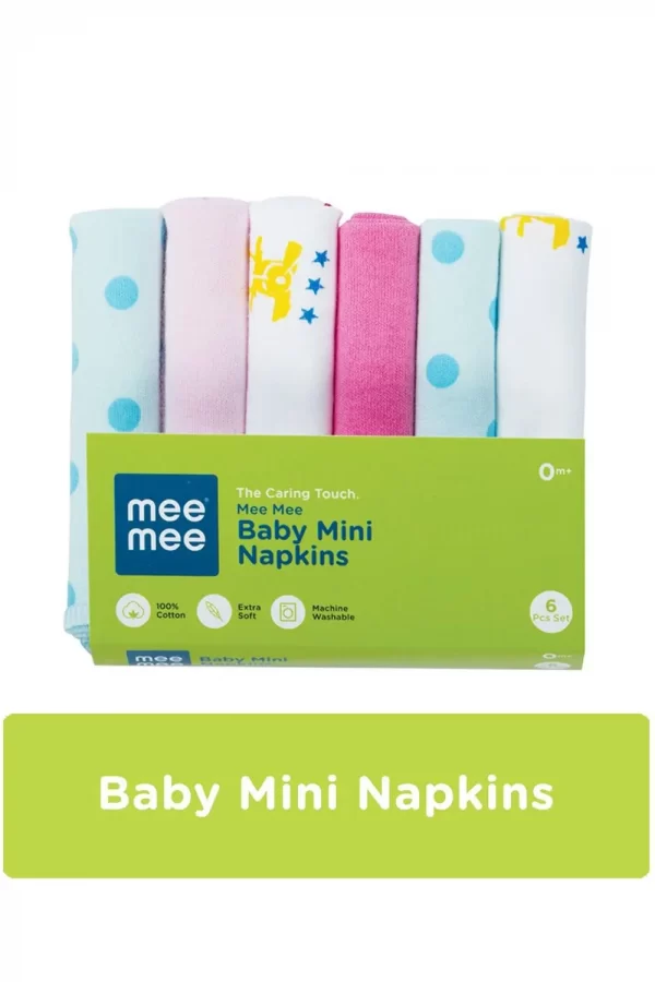 Mee Mee Baby Mini Napkins (Assorted) Set Of 6