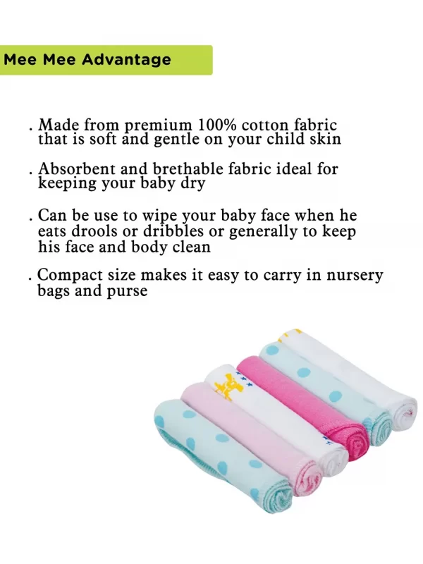 Mee Mee Baby Mini Napkins (Assorted) Set Of 6 - Image 4