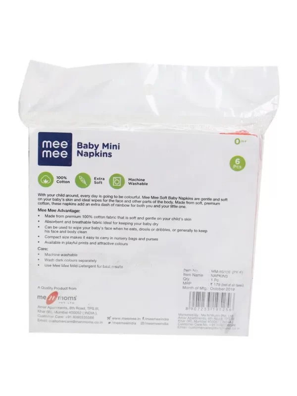 Mee Mee Baby Mini Napkins (Assorted) Set Of 6 - Image 6