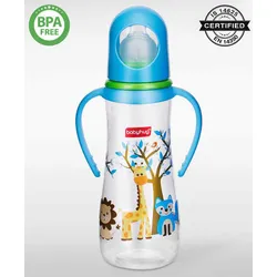 Babyhug Bubble Anti-Colic Sterilizable Feeding Bottle With Handles Blue White – 250 ml