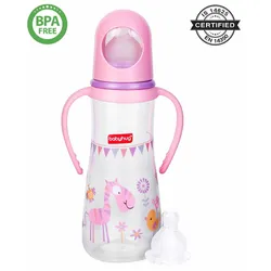 Babyhug Bubble Anti-Colic Sterilizable Feeding Bottle With Handles Pink – 250 ml