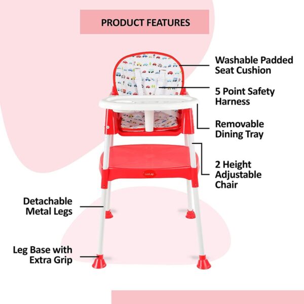 LuvLap Baby Booster High Chair (Red) - Image 4