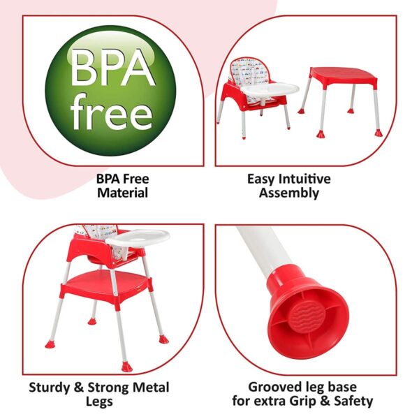 LuvLap Baby Booster High Chair (Red) - Image 2