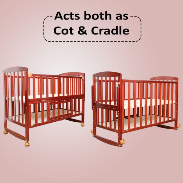 LuvLap Baby Wooden Cot C-50, Cherry Red - Image 3