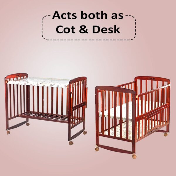 LuvLap Baby Wooden Cot C-50, Cherry Red - Image 4