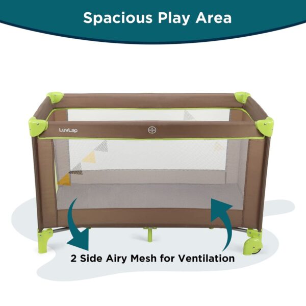 LuvLap Sunshine Baby Playpen  ( Brown/Green) - Image 5