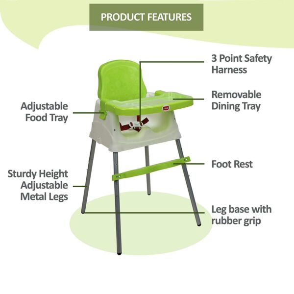 LuvLap Baby Booster High Chair (Green) - Image 3