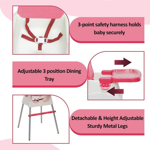 LuvLap Baby Booster High Chair (Pink) - Image 5