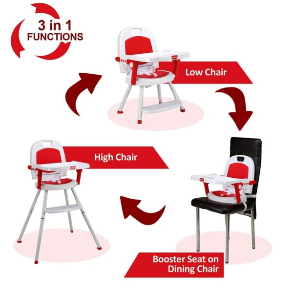 LuvLap Cosmos 3-in-1 Baby High Chair (Red) - Image 4