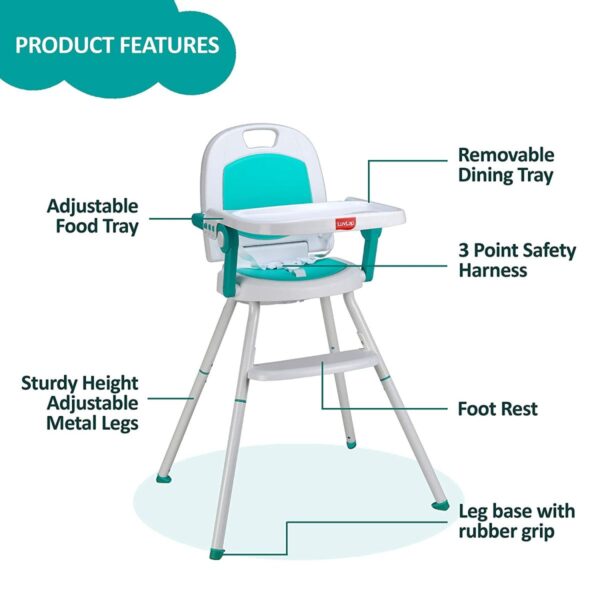 LuvLap Cosmos 3-in-1 Baby High Chair (Green) - Image 3