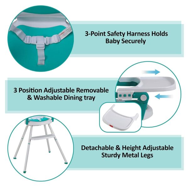 LuvLap Cosmos 3-in-1 Baby High Chair (Green) - Image 5