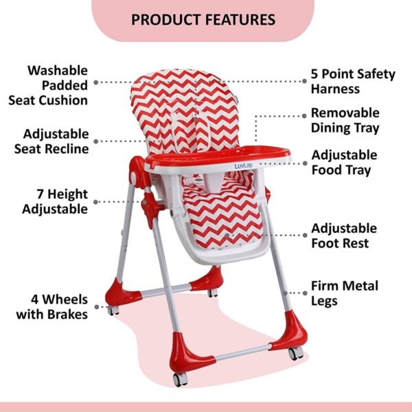 LuvLap Royal Baby High Chair (Red) - Image 2