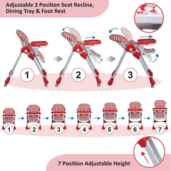 LuvLap Royal Baby High Chair (Red) - Image 3