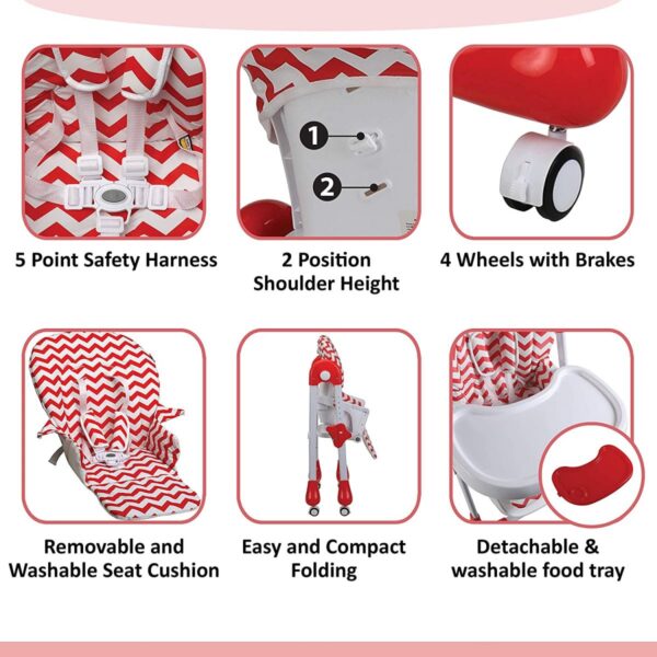 LuvLap Royal Baby High Chair (Red) - Image 4