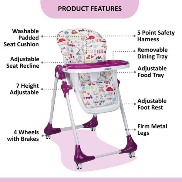 LuvLap Royal Baby High Chair (Purple) - Image 2