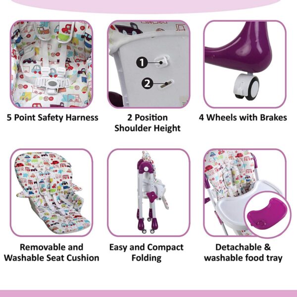 LuvLap Royal Baby High Chair (Purple) - Image 4