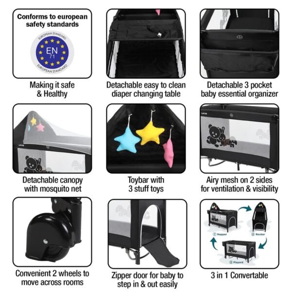 LuvLap Wonderjoy Baby Playpen (BROWN) - Image 6