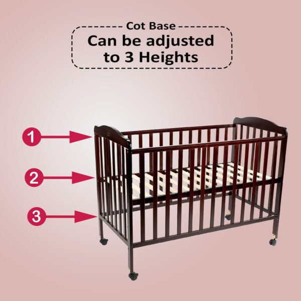LuvLap Baby Wooden Cot, C-60, Dark Brown - Image 4