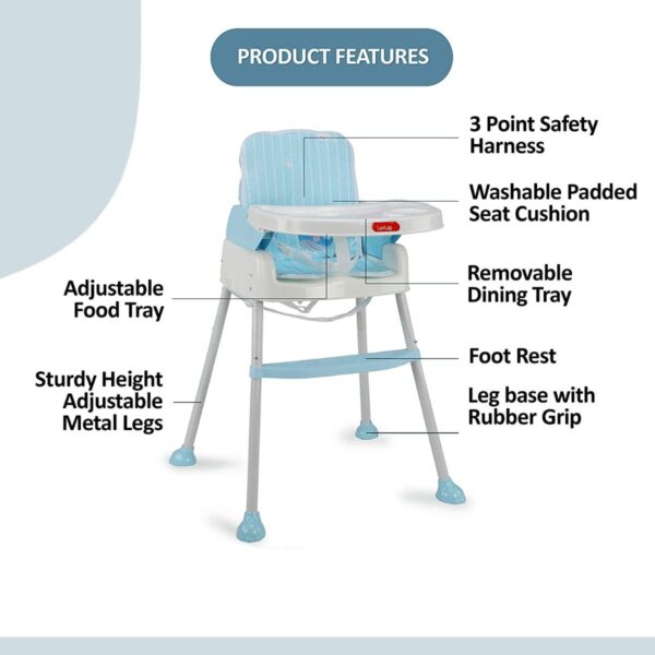 LuvLap 4 in1 High Chair for Kids Baby (Blue) - Image 3