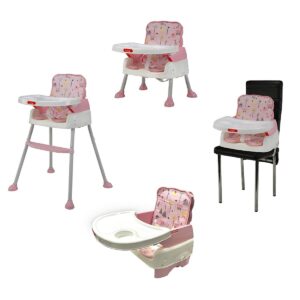 LuvLap 4 in1 High Chair for Kids Baby (Pink)