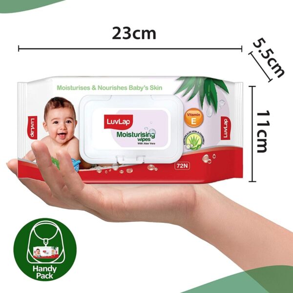 LuvLap Baby Wipes with Aloe Vera, with Flip-top Lid - Pack of 3 - Image 5