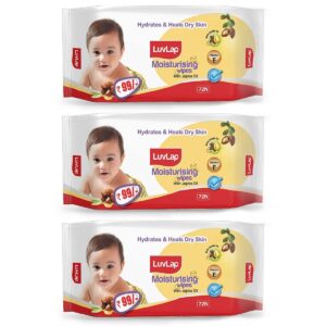 LuvLap Baby Wipes with Jojoba Oil - Pack of 3