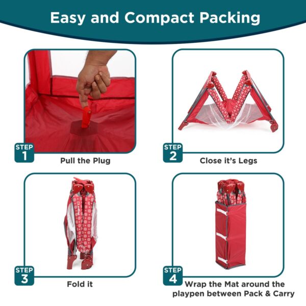 LuvLap Elegant Baby Playpen (RED) - Image 6