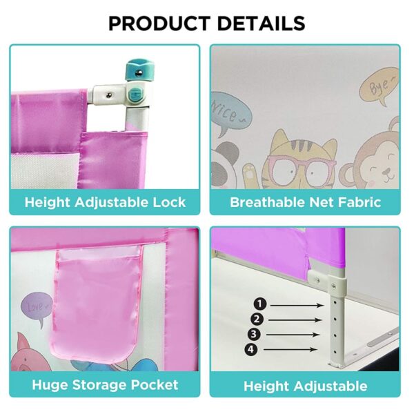 LuvLap Comfy Baby Bed Rail (Pink) - Image 3