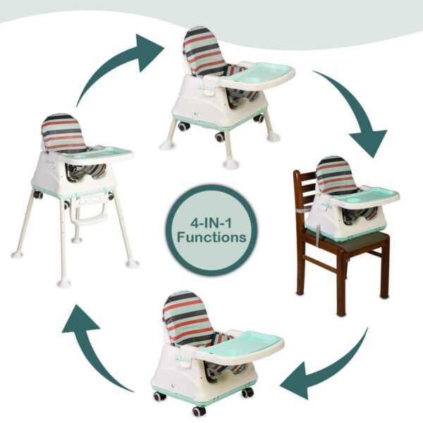 LuvLap 4in1 High Chair for Baby/Kids, Toddler Feeding Booster Seat with Wheels - Image 3