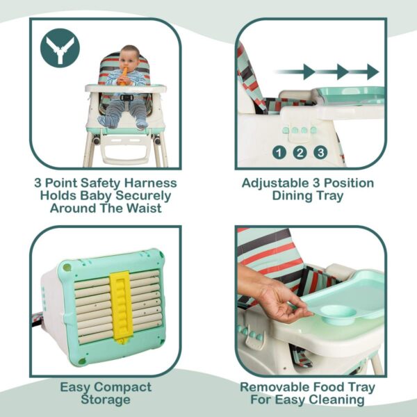 LuvLap 4in1 High Chair for Baby/Kids, Toddler Feeding Booster Seat with Wheels - Image 4